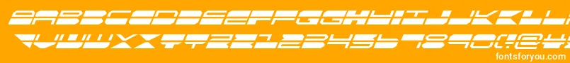 quickmarksuperital-Schriftart – Weiße Schriften auf orangefarbenem Hintergrund