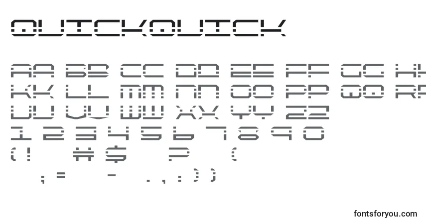 Schriftart Quickquick (137914) – Alphabet, Zahlen, spezielle Symbole