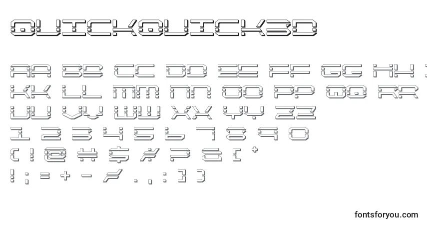 Czcionka Quickquick3d – alfabet, cyfry, specjalne znaki