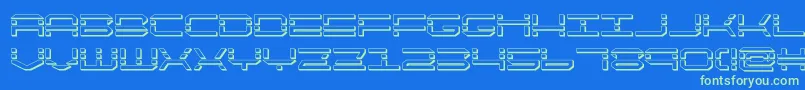 quickquick3d-Schriftart – Grüne Schriften auf blauem Hintergrund