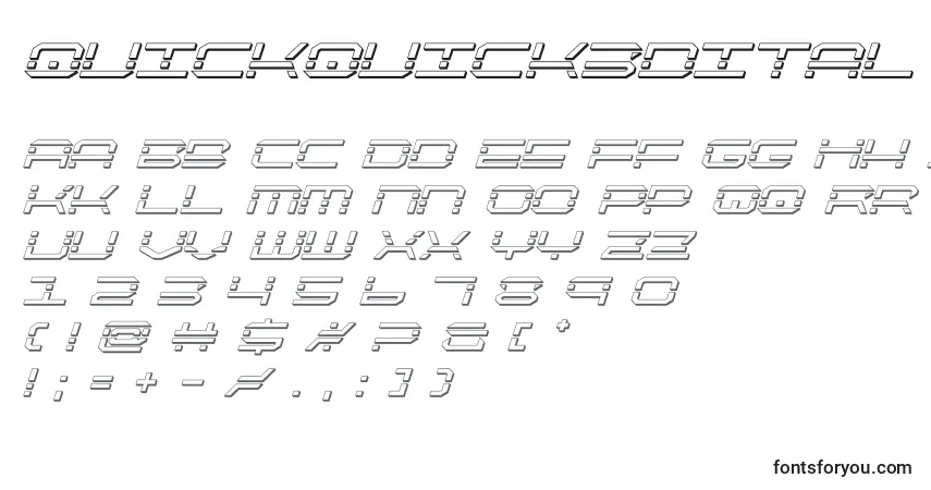 Czcionka Quickquick3dital – alfabet, cyfry, specjalne znaki