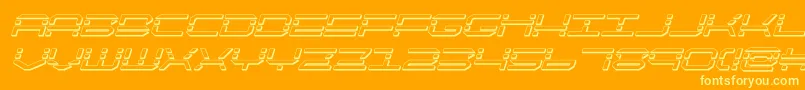 quickquick3dital-Schriftart – Gelbe Schriften auf orangefarbenem Hintergrund