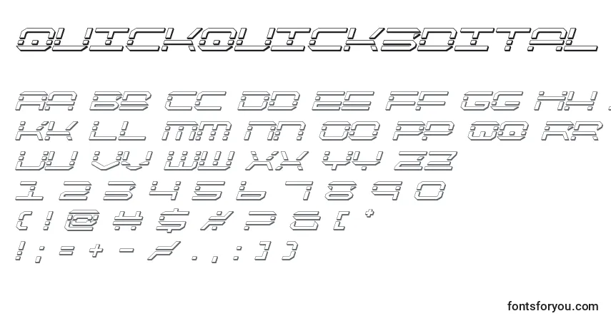 Czcionka Quickquick3dital (137918) – alfabet, cyfry, specjalne znaki