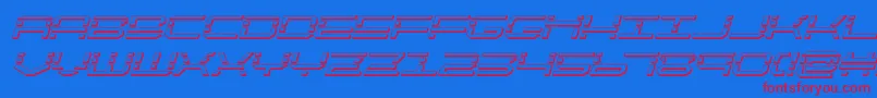 quickquick3dital-Schriftart – Rote Schriften auf blauem Hintergrund