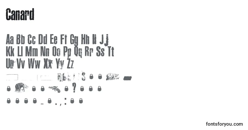 Canard-fontti – aakkoset, numerot, erikoismerkit