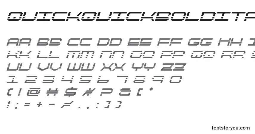 Czcionka Quickquickboldital – alfabet, cyfry, specjalne znaki