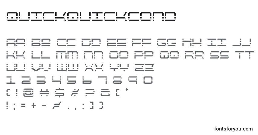 Czcionka Quickquickcond – alfabet, cyfry, specjalne znaki
