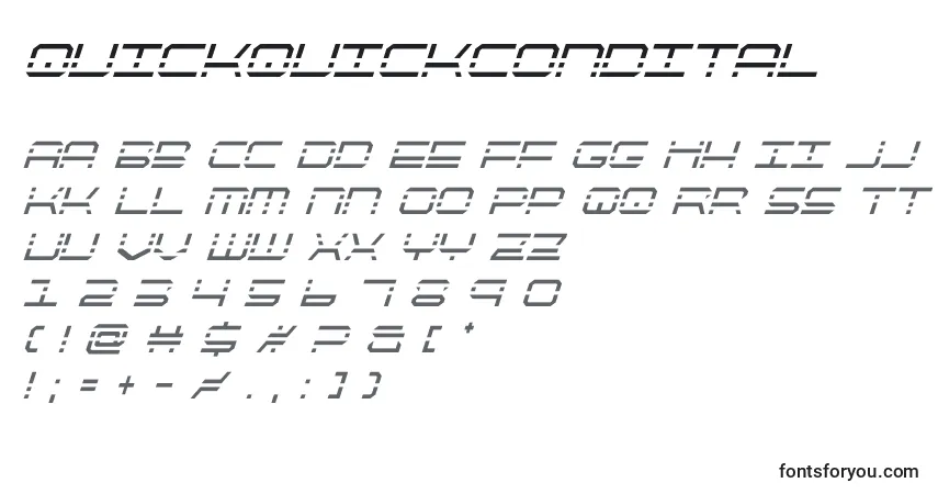 Шрифт Quickquickcondital – алфавит, цифры, специальные символы