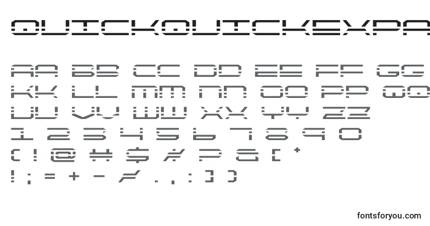 Schriftart Quickquickexpand – Alphabet, Zahlen, spezielle Symbole