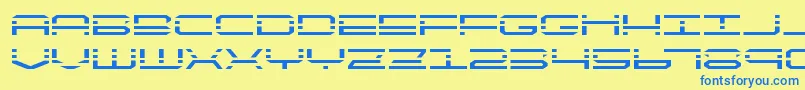 quickquickexpand-Schriftart – Blaue Schriften auf gelbem Hintergrund