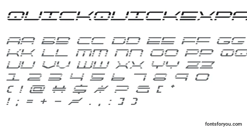 Schriftart Quickquickexpandital – Alphabet, Zahlen, spezielle Symbole