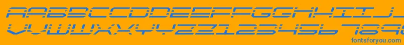 quickquickexpandital Font – Blue Fonts on Orange Background
