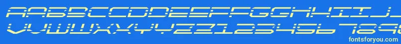 Czcionka quickquickexpandital – żółte czcionki na niebieskim tle