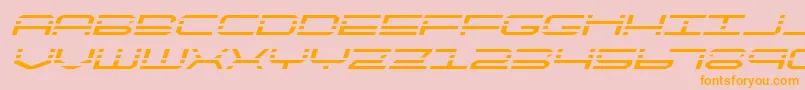 フォントquickquickexpandital – オレンジの文字がピンクの背景にあります。