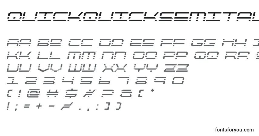 Schriftart Quickquicksemital – Alphabet, Zahlen, spezielle Symbole