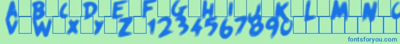 Quicksands-Schriftart – Blaue Schriften auf grünem Hintergrund