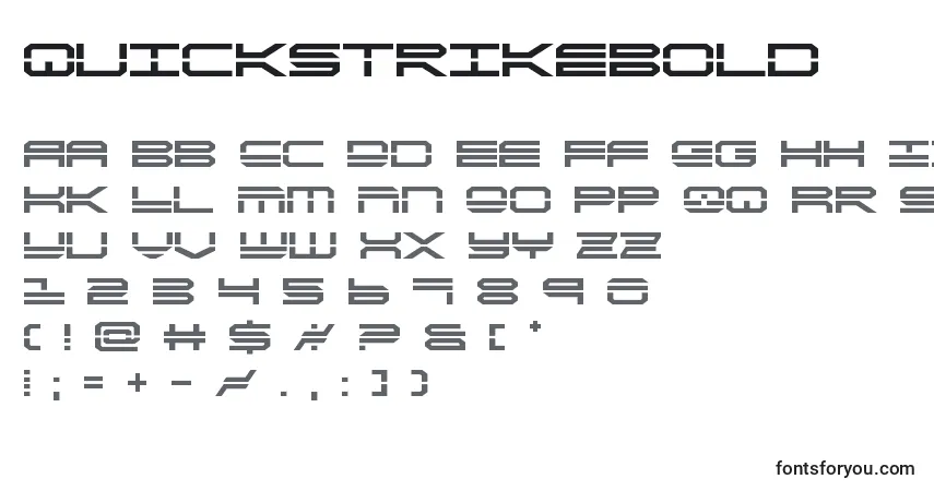 Czcionka Quickstrikebold – alfabet, cyfry, specjalne znaki