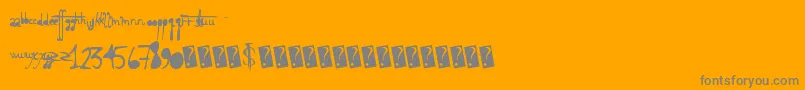 Holyscriptacular-Schriftart – Graue Schriften auf orangefarbenem Hintergrund