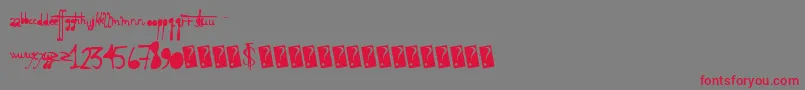 フォントHolyscriptacular – 赤い文字の灰色の背景
