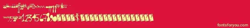 Fonte Holyscriptacular – fontes amarelas em um fundo vermelho