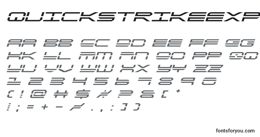 A fonte Quickstrikeexpandital – alfabeto, números, caracteres especiais