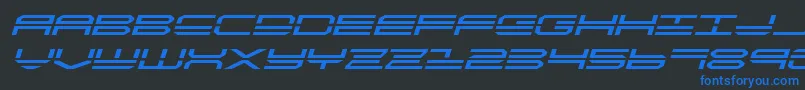 quickstrikeexpandital-Schriftart – Blaue Schriften auf schwarzem Hintergrund