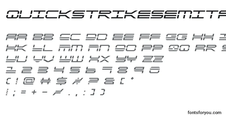 Шрифт Quickstrikesemital – алфавит, цифры, специальные символы
