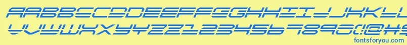 Fonte quickstrikesuperital – fontes azuis em um fundo amarelo