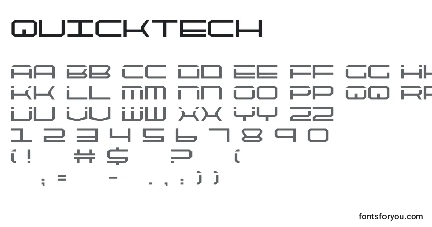 A fonte Quicktech (137955) – alfabeto, números, caracteres especiais