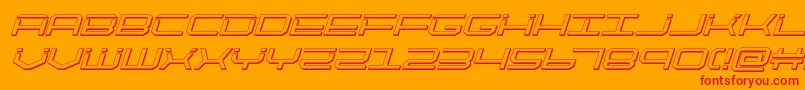 フォントquicktech3dital – オレンジの背景に赤い文字