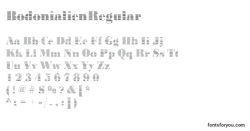Czcionka BodonialienRegular – alfabet, cyfry, specjalne znaki