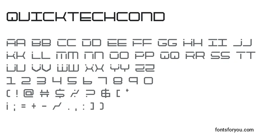Czcionka Quicktechcond – alfabet, cyfry, specjalne znaki