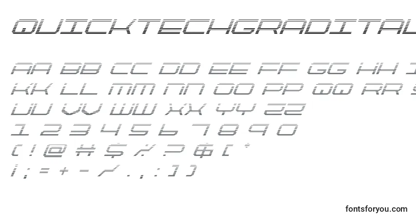 Шрифт Quicktechgradital – алфавит, цифры, специальные символы