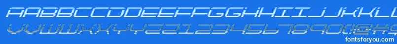 quicktechgradital-Schriftart – Weiße Schriften auf blauem Hintergrund