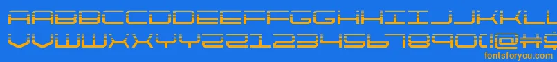 quicktechhalf-Schriftart – Orangefarbene Schriften auf blauem Hintergrund