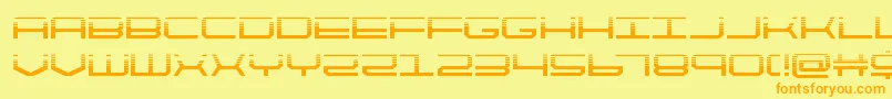 quicktechhalf-Schriftart – Orangefarbene Schriften auf gelbem Hintergrund