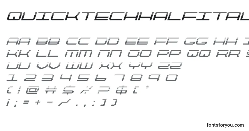 Quicktechhalfital-fontti – aakkoset, numerot, erikoismerkit