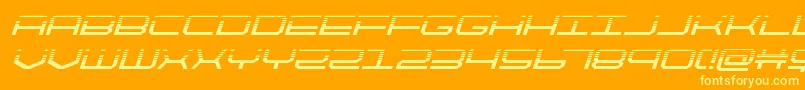 フォントquicktechhalfital – オレンジの背景に黄色の文字