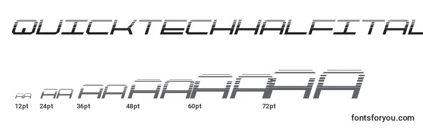 Размеры шрифта Quicktechhalfital