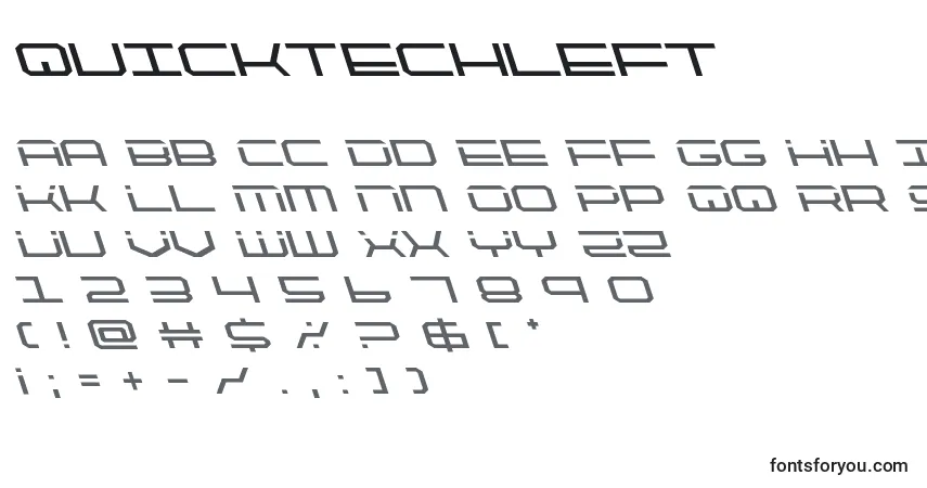 A fonte Quicktechleft – alfabeto, números, caracteres especiais