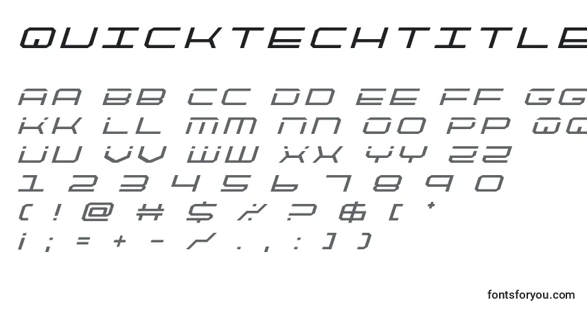 A fonte Quicktechtitleital – alfabeto, números, caracteres especiais
