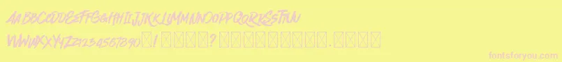 Quickzag -fontti – vaaleanpunaiset fontit keltaisella taustalla