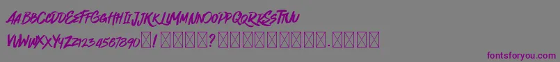 Quickzag -fontti – violetit fontit harmaalla taustalla
