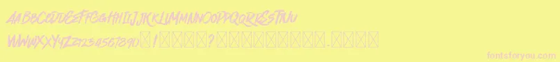 Quickzag-fontti – vaaleanpunaiset fontit keltaisella taustalla