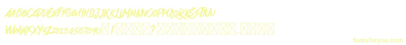 Quickzag-Schriftart – Gelbe Schriften auf weißem Hintergrund