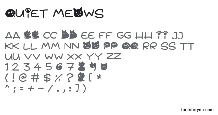 Czcionka Quiet Meows – alfabet, cyfry, specjalne znaki