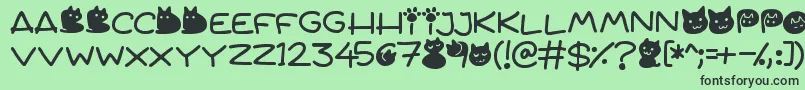 Quiet Meows Font – Black Fonts on Green Background