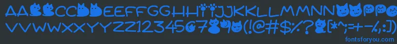 Quiet Meows Font – Blue Fonts on Black Background