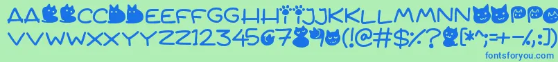 Quiet Meows Font – Blue Fonts on Green Background