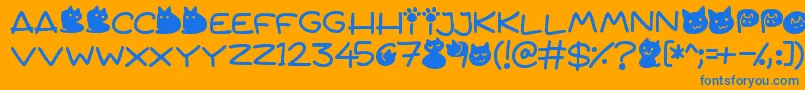 Quiet Meows Font – Blue Fonts on Orange Background